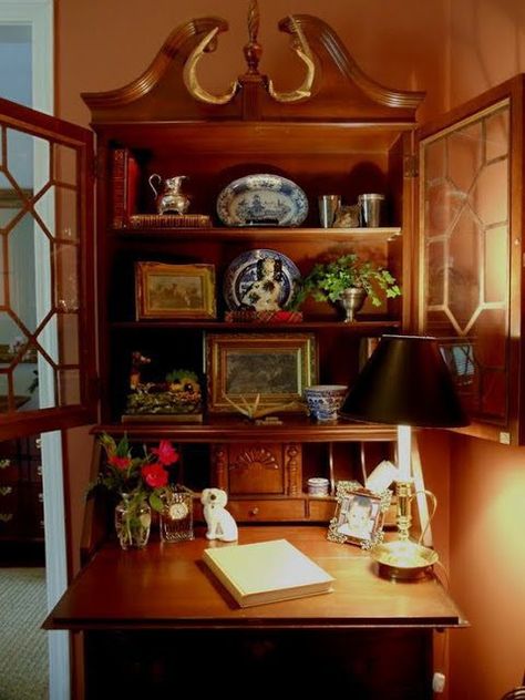 All About Staffordshire Dogs - The Glam Pad Cottage Office, Secretary Desk With Hutch, English Country Decor, English Decor, Homeward Bound, English Cottage Style, Secretary Desk, Secretary Desks, Open Doors