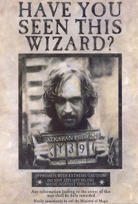 Sirius Black by Gary Oldman Sirius Black Wanted Poster, Harry Potter Wanted Poster, Poster Harry Potter, Harry Potter Sirius, Harry Potter 3, Harry Potter Props, Imprimibles Harry Potter, Harry Potter Halloween Party, Harry Potter Poster