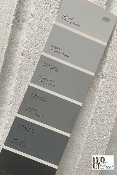 Lunar Surface Behr Paint, Behr Lunar Surface, Kitchen Cabinet Colours, Modular Kitchen Cabinet, Popular Interior Paint Colors, Cabinet Colours, Grey Wall Color, Lunar Surface, White Tile Backsplash