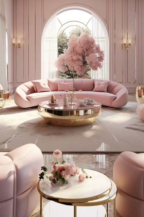 Barbiecore Pink Livingroom Design Ideas Girly Living Room Ideas, Dc Townhouse, Girly Living Room, French Chateau Homes, Pink Living Room Decor, Cozy Baby Room, Gold Living Room, Easy Decor, Pink Living Room