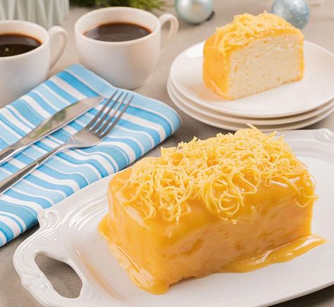 Angel | No Bake Yema Cake Yema Recipe Filipino Desserts, Yema Bread Rolls, Angel Food Cake Aesthetic, Yema Cake Recipe, Yema Cake, Vintage Lemon Angel Pie, Cake Recipes At Home, Filipino Food Dessert, Cake Filling Recipes