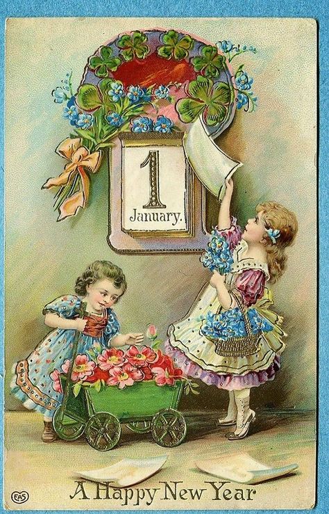 Vintage Holiday Recipes, Vintage Happy New Year, Vintage Easter Cards, Create Christmas Cards, New Year Pictures, New Year Postcard, Vintage Everyday, Hallmark Cards, Picture Postcards