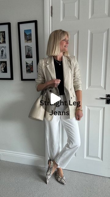 Claire Lopez on Instagram: "The straight leg jean … 👖  Jeans were another popular topic from my styling poll a few weeks ago and having done a bit of a focus earlier in the year on wide legs and slim leg jeans, here is another shape to explore.   👖 If you’re nervous of a wide leg then try a straight as the smaller amount of volume can definitely feel less overwhelming particularly if you’re short.   👖 Because it is neither slim nor voluminous you have lots of flexibility on how you can wear yours and what you pair with them.   👖It’s a style perennial which will stand the test of time as well as working well for lots of different body types.   👖Length is key 🔑 show some of your ankle no matter how tall you are…  👖For lots and lots more info on this head to stories where I’ve gone thr Claire Lopez Style, Straight As, Different Body Types, Slim Leg Jeans, Knitted Jacket, Khaki Jacket, Ootd Ideas, 50 Style, Stripe Shirt