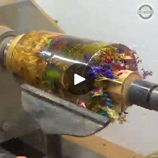 4.5M views · 4.4K reactions | Casting Dried Flowers in Resin | Casting Dried Flowers in Resin | By David's Woodturning | Here is an extreme example of how it started and how it's going and clearly it started with something that looks a little slimy and some old rotted looking wood but to those who are particularly observant, that's not just any old wood, that's burl and on top of that, when some pigmented green resin. This, as you can see, is turning into something totally different. In fact, it's about to be wood turned into something different. David of David's wood turning has dreamt up another masterpiece. Using that spacer in the middle so he doesn't have to waste too much of this epoxy as he pours it in to cast those dried flowers to the burrow. And then he'll mount them to his lathe Dried Flowers In Resin, David Wood, Flowers In Resin, The Burrow, How Its Going, To Cast, Resin Casting, Resin Flowers, Woodturning