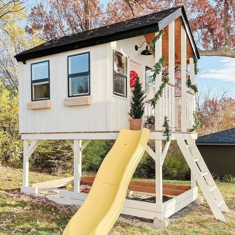 Paul Gifford (@paulsplayhouses) • Instagram photos and videos 2 Story Playhouse, Elevated Playhouse, Playhouse Plan, Play Area Backyard, Slide Rock, Playhouse Plans, Backyard Kids Play Area, Kids Outdoor Play, Playhouse Outdoor