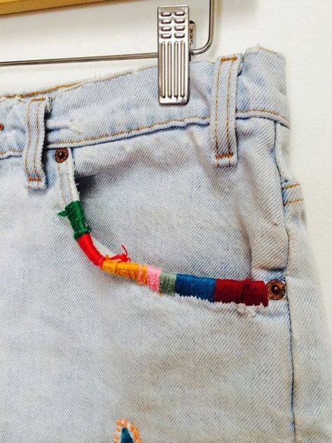 embroidered pockets: Jean Diy, Diy Jeans, Visible Mending, Diy Vetement, Denim On Denim, Jeans Diy, Diy Fashion, Denim Fashion, Diy Clothes