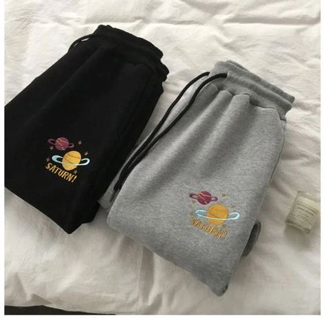 9aa42b31882ec039965f3c4923ce901b Embroidered Sweatpants, Saturn Planet, Cute Sweatpants, Sweatpants Women, Winter Trousers, Harem Pants Women, Lazy Outfits, Cute Embroidery, Embroidered Clothes