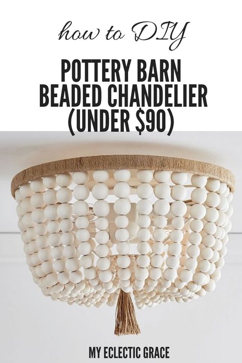 Diy Beaded Light Fixture, Diy Wood Bead Chandelier, Diy Bead Chandelier, Diy Beaded Chandelier, Diy Boho Chandelier, Chandelier Redo, Beaded Light Fixture, Wooden Bead Chandelier, Rope Chandelier