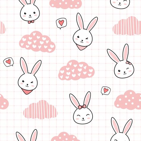 Cute rabbit bunny cartoon doodle seamless pattern Vector | Premium Download Bunnies Pictures, Fish Background, Bunny Cartoon, Rose Gold Texture, Cartoon Doodle, Watercolor Paper Texture, Neon Backgrounds, Bunny Wallpaper, Rabbit Art