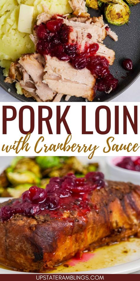 Pork Loin with Cranberry Sauce Cranberry Pork Loin, Cranberry Pork Roast, Cranberry Pork, Boneless Pork Loin Roast, Crockpot Pork Loin, Slow Cooker Pork Loin, Slow Cooker Pork Roast, Pork Roast Recipes, Pork Loin Recipes