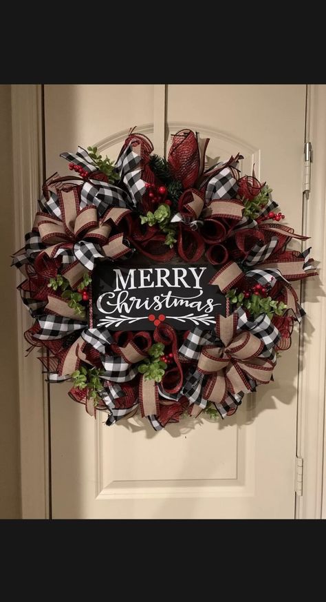 A 28" Christmas wreath made on a pine wreath. Has a wooden merry Christmas sign. I added some eucalyptus and berries on it. It is made with waterproof deco mesh. Will last for a few years. Great for gift giving and will match any Christmas theme or decor. Christmas Deco Mesh Wreaths Ideas, Christmas Mesh Wreaths Diy, Christmas Wreaths For Front Door Rustic, Pine Wreaths For Christmas, Xmas Wreaths For Front Door, Christmas Deco Mesh Wreaths, Deco Mesh Christmas Wreaths Diy, Winter Mesh Wreath, Christmas Ribbon Wreath