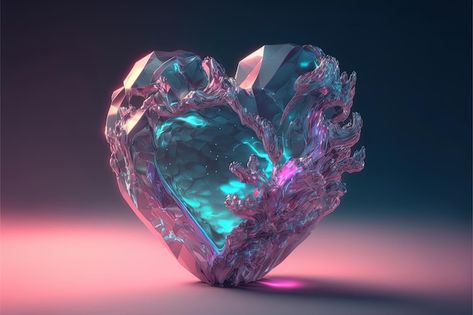 Photo heart 3d in crystal cyan pink colo... | Premium Photo #Freepik #photo #diamond-heart #pink-diamond #crystal #diamond Crystal Heart Art, Futuristic Color, Heart Photos, Glowing Crystal, Heart Of Love, Heart 3d, Pink Color Schemes, Avatar The Last Airbender Art, Valentines Day Background