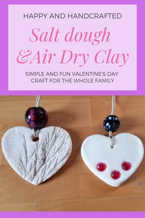 Salt dough and air dry clay. Simple yet beautiful Valentine's day craft. Air Dry Clay Simple, Clay Simple, Salt Dough Projects, Valentines Day Cards Diy, Handcrafted Christmas Cards, Salt Dough Crafts, Salt Dough Recipe, Handprint Ornaments, Easy Valentines