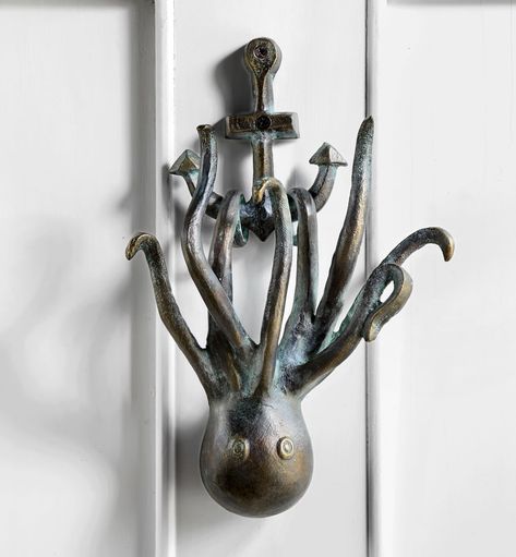 Octopus Doorknocker, SPI-San-Pacific-International-All-Products, 34252 - AllSculptures.com Anchor Bathroom, Property Ideas, Door Knobs And Knockers, Retirement House, Ship Anchor, Brass Door Knocker, Cool Doors, Florida House, Vintage Floor