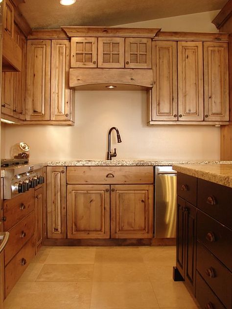 knotty alder | Rustic Knotty Alder Cabinets Knotty Alder Kitchen Cabinets, Knotty Alder Kitchen, Apartment Kitchen Island, Alder Kitchen Cabinets, Alder Kitchen, Knotty Alder Cabinets, Rustic Industrial Kitchen, Alder Cabinets, Rustic Kitchens