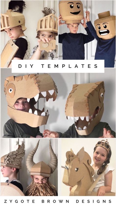 Downloadable DIY templates to make costumes out of cardboard Cardboard Costume, Carton Diy, Boys Diy, Kraf Kertas, Diy Templates, Cardboard Art, Diy Cardboard, Cardboard Crafts, Diy Costumes