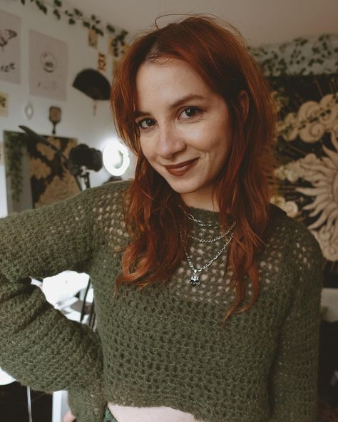 🌿Cosy green crochet jumper🌿 I remember I bought some Alpaca Silk yarn ages ago to make a scarf and I fell in love with the texture. So I decided to make a wee jumper with that creamy colour (you can easily find this jumper here on my profile) and I was like: “now I REALLY NEED a moss green one” As some of you already know, I’m obsessed with the colour green, so I couldn’t simply not make one. Now I’m considering making a black, and dark red one?! 🥹 #crochet #crochetaddict #crochetersofins... Make A Scarf, The Colour Green, Crochet Jumper, Green Crochet, Silk Yarn, Moss Green, Fell In Love, My Profile, I Fall