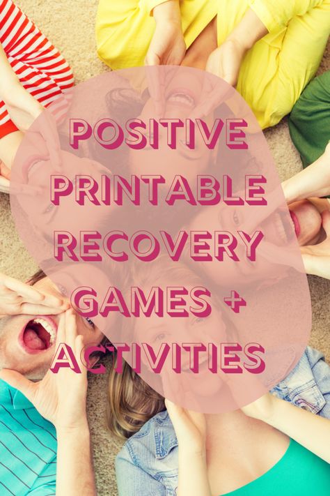 Positive Printable Recovery Games + Activities - Fun Party Pop Recovery Activities And Games, Recovery Group Activities, Support Group Activities, Recovery Activities, Group Activities For Adults, Recovery Games, Therapeutic Games, Group Counseling Activities, Group Therapy Activities