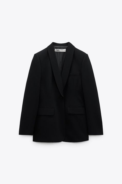 SHAWL LAPEL BLAZER - Black | ZARA Belgium Basic Blazer, Outfit Zara, Zara Australia, Black Shawl, Satin Blazer, Tuxedo Blazer, Lapel Blazer, Half Time, Clothes Shopping