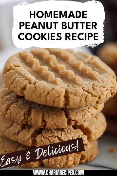 Discover how to make delightful homemade peanut butter cookies with this simple recipe! Made with creamy peanut butter, brown sugar, and vanilla extract, these cookies are soft, chewy, and bursting with flavor. This classic dessert is perfect for any occasion and can be enjoyed by the whole family. Whether you enjoy them warm from the oven or with a glass of milk, this recipe ensures you get that signature nutty taste and inviting aroma. Perfect for summer BBQs, holiday treats, or cozy afternoons, try this favorite cookie recipe today! Peanut Butter Cookies Homemade, Easy Homemade Peanut Butter Cookies, Peanut Butter Cookies Natural Peanut Butter, Peanut Butter Cookies Natural Pb, Peanut Butter Chunk Cookies, Easy Peanut Butter Cookies Recipe, Easiest Peanut Butter Cookies, Best Chewy Cookie Recipes, Honey Peanut Butter Cookies