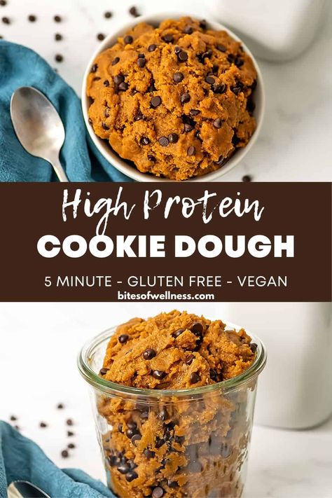 Protein powder cookie dough is the perfect high protein snack or dessert. This gluten free vegan protein cookie dough is ready in just 5 minutes and uses simple ingredients to make the ultimate high protein cookie dough. Form into balls, eat with a spoon or even bake this into protein cookies. Made in just one bowl, no food processor or blender needed. Eatible Cookie Dough, Protein Powder Cookie Dough, High Protein Cookie Dough, Protein Cookie Dough Recipe, High Protein Cookie, Vegan Protein Snacks, Easy Protein Snacks, Vegan Protein Cookies, Protein Snacks Recipes