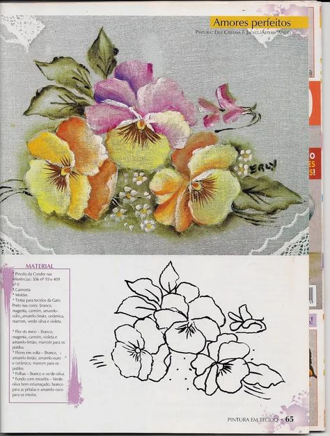 Photo: Drawing Fabric, Pencil Drawings Of Animals, Tole Painting Patterns, Floral Drawing, Pola Sulam, Watercolor Flower Art, Thread Painting, 수채화 그림, Flower Coloring Pages