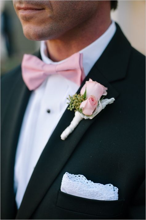 pink and black groomsman ideas #gardenwedding #weddingchicks http://www.weddingchicks.com/2014/01/16/dynamite-and-pearls-wedding/ Pink Groomsmen, Corsage Ideas, Groom's Boutonniere, Groomsmen Fashion, Groom Bowtie, Rose Boutonniere, Groom Ties, Wedding Projects, Pink Bow Tie