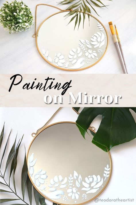 Mirror Painting Ideas Aesthetic Easy, Paint On Mirrors Ideas, Painting On Mirrors Ideas, Diy Mirror Painting, Painting On Mirror Ideas, Mirror Painting Ideas Easy, Painting On Mirrors Aesthetic, Diy Mirror Painting Ideas, Painting On Mirrors