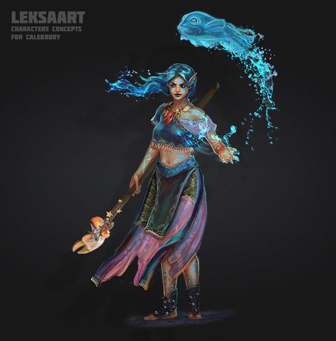 ArtStation - Water druid girl, Leksa ART Water Druid, Ranger Dnd, Elf Ranger, D D Character Ideas, Dnd Characters, Character Concept, Dungeons And Dragons, Art Inspo, Concept Art