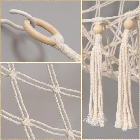 Svepndic 45 x 45 x 60 Boho Stuffed Animal Toy Hammock Macrame Large Corner Mesh Toy Storage Hanging Wall Toys Organizer with Light for Bedroom Décor, Cream Kids Boho Room, Macrame Triangle, Animal Hammock, Stuffed Animal Hammock, Toys Organizer, Toy Hammock, Macrame Plant Hanger Patterns, Storage Hanging, Boho Room Decor