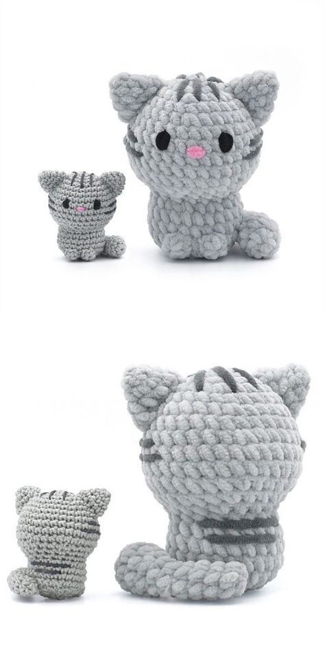 Kat Haken, Chat Crochet, Crocheted Cat, Easy Crochet Animals, Cat Crochet, Crochet Cat Pattern, Cat Amigurumi, Crochet Animals Free Patterns, Crochet Gratis