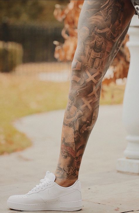 Leg tattoo Odell Beckham Jr Tattoos, Leg Tattoos For Men, Arm Tattoos Black, Japanese Leg Tattoo, Black Men Tattoos, Best Leg Tattoos, Full Leg Tattoos, Odell Beckham, Leg Tattoo Men