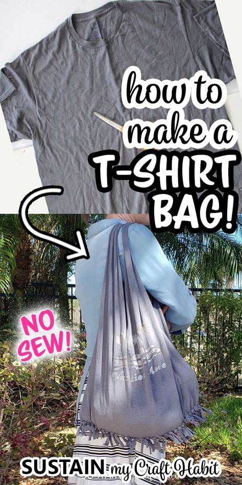 Diy Cloth Bag, Upcycling Tshirt, Upcycle T Shirts, Sew Tshirt, Distressed Tshirt Diy, Upcycling Clothing, Sewing Tshirt, Shirt Bags, Mops Crafts