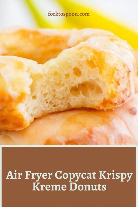 Homemade Donuts Recipe Easy Air Fryer, Krispy Kreme Donuts Recipe, Copycat Krispy Kreme, Air Fryer Doughnut Recipe, Homemade Donut, Recipe Air Fryer, Air Fryer Recipes Dessert, Easy Donut Recipe, Krispy Kreme Donuts