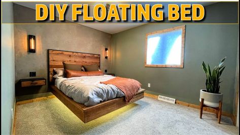 25 Free DIY Floating Bed Frame Plans and Ideas Queen Size Bed Frame Diy, Make A Cozy Bed, Diy Floating Bed, Build A Floating Bed, Floating Bed Diy, Build Bed Frame, King Size Bed Frame Diy, Queen Bed Frame Diy, Diy King Bed