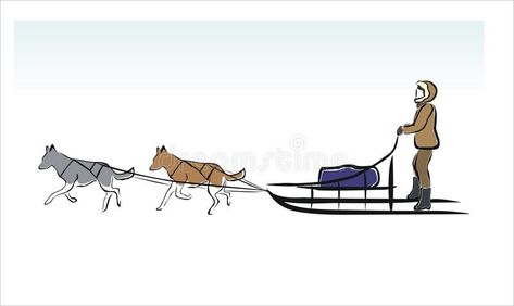 Sled dogs royalty free illustration Sled Dog Drawing, Sled Illustration, Picture Of Drawing, Dog Sleigh, Ride Drawing, Huskies Sled, Card Homemade, Dog Drawing Simple, Snow Illustration