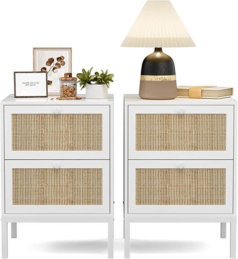 Rattan Drawers, Rattan Bedroom, Rattan Nightstand, Storage For Bedroom, Nightstand Set, Classic French Style, Nightstand Set Of 2, End Tables With Drawers, Rattan Side Table