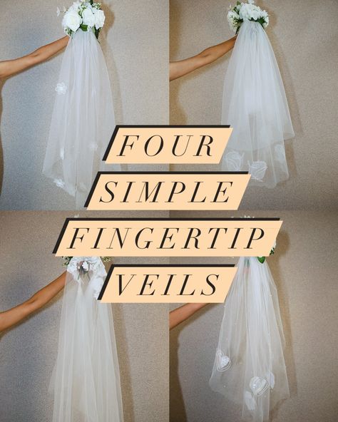 Four simple fingertip veils👰🏼‍♀️🪡 Fingertip veils are versatile and pair beautifully with both fitted and fuller dress styles, offering a romantic, graceful look without trailing on the ground. #Liam #fingertip #pearlveil #beadedveil #laceveil #wedding #weddings #bride #brides #wedding #bridal #weddingveil #bridalveil #veil #veils #bridalveils #weddingveils #bridalaccessories #bridalinspiration Simple Wedding Veil Brides & Hairpins, Wedding Veils Fingertip Length, Fingertip Wedding Veils Lace, Veils Bridal Fingertip, Wedding Veils Mid Length, Fingertip Veil, Pearl Veil, Full Dress, Lace Veils