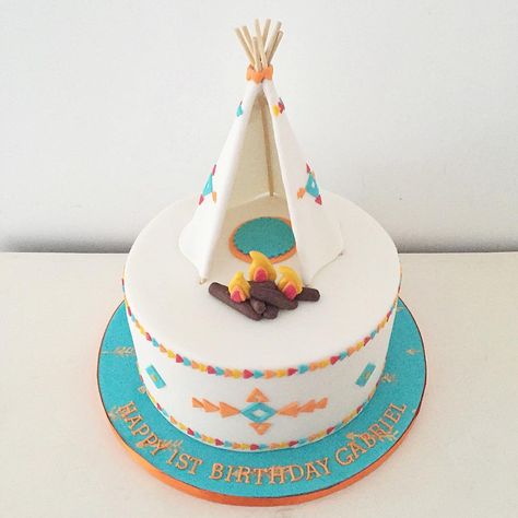 Teepee Cake, Native American Cake, Puppy Birthday Cakes, Indian Birthday Parties, Indian Cake, Teepee Party, Childrens Birthday Cakes, Cupcake Cake, Birthday Cake Kids