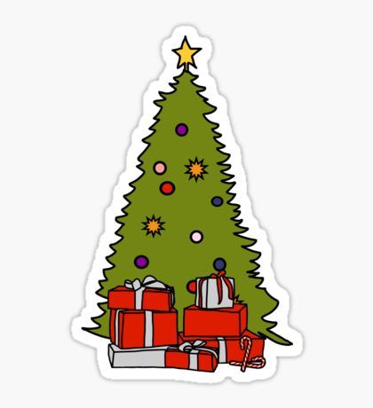 Christmas Stickers Printable, Christmas Tree And Presents, A Cute Drawing, Stickers Rainbow, Xmas Sticker, Business Christmas, Buy Christmas Tree, Presents Christmas, Cute Laptop Stickers