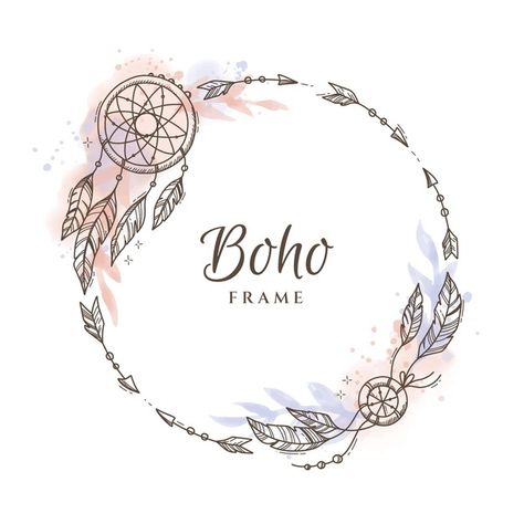 Engraving hand drawn boho frame | Free Vector #Freepik #freevector #frame #ornament #hand-drawn #leaves Boho Drawings, Dreamcatcher Logo, Easy Digital Art, Boho Drawing, Logo Design Branding Simple, Macrame Circle, Nature Paintings Acrylic, Boho Canvas Art, Wallpaper Crafts