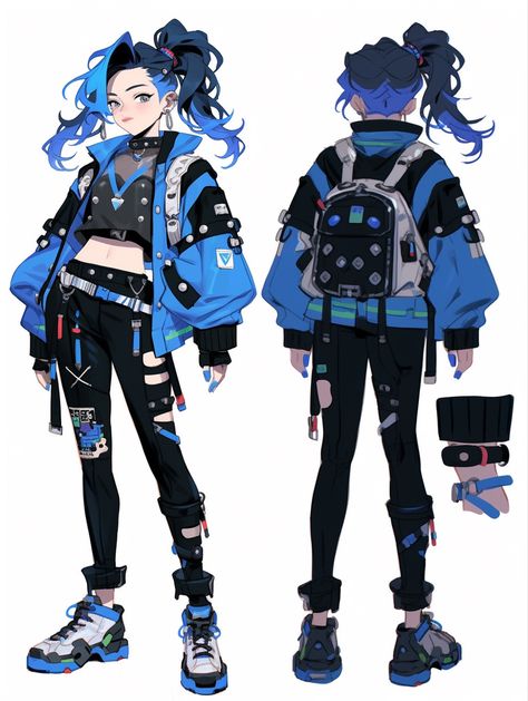 Cyberpunk Clothes Design, Cyberpunk Outfit Drawing, Vtuber Outfit Ideas, Vtuber Design, Vtuber Model, Cyberpunk Clothes, Chica Cool, Drawing Anime Clothes, The Platform