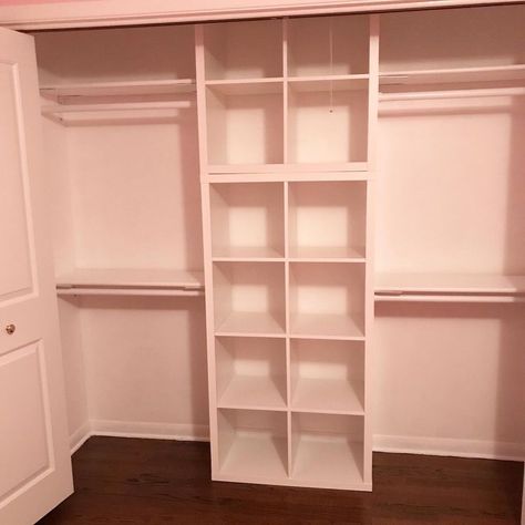 Ikea Kallax Closet Hack, Kallax Wardrobe Hack, Kallax Closet Hack, Kallax Closet, Waterside House, Kids Closet Storage, Small Closet Makeover, Ikea Wardrobe Hack, Closet Redesign