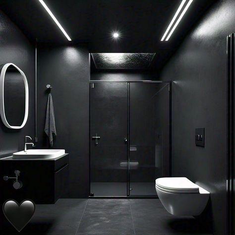 Luxury Bathroom Design Black, Luxury Bathroom Design, Bathroom Design Black, Black Toilet, Studio Flat, Flat Interior, Aesthetic Lifestyle, Bathroom Inspiration Decor, Minimalist Room