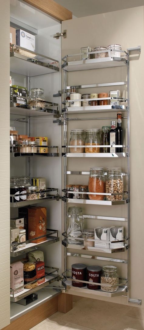 Save Money by Shopping in your own Pantry. Use up what you already own. Kitchen Corner Cupboard, Kitchen Cupboard Organization, Model Dapur, Kabinet Dapur, Kitchen Pantry Storage, Kitchen Pantry Design, Kitchen Interior Design Decor, Small Kitchens, Kitchen Pantry Cabinets