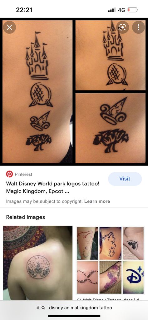 Epcot Tattoo Ideas, Magic Kingdom Tattoo, Epcot Tattoo, Kingdom Tattoo, Disney World Parks, Magic Kingdom, Tattoos And Piercings, Disney World, Tatting