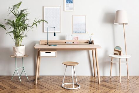 Scandinavian Office Desk, Scandinavian Office, Small Writing Desk, Wooden Writing Desk, Wood Office Desk, Compact Desks, Buy Desk, Wood Office, Metal Stool