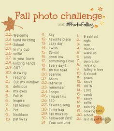 Fall Photo Challenge, Photography Challenges, Fall Goals, October Photography, Mom Time, Artsy Crafts, 30 Challenge, Photography Hacks, Photo Challenges