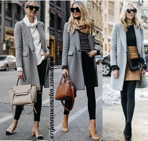 Grey Coat Outfit, Classy Business Outfits, Winter Whites, Moda Paris, Mode Casual, Business Outfit, Casual Work Outfits, Professional Outfits, Casual Fall Outfits