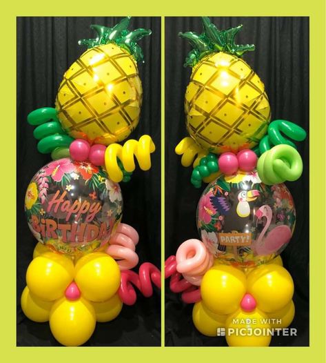 Tropical Balloon Bouquet, Stuffed Balloons, Balloon Arches, Tropical Party, Balloon Bouquet, Balloon Arch, Christmas Bulbs, Balloons, Christmas Ornaments